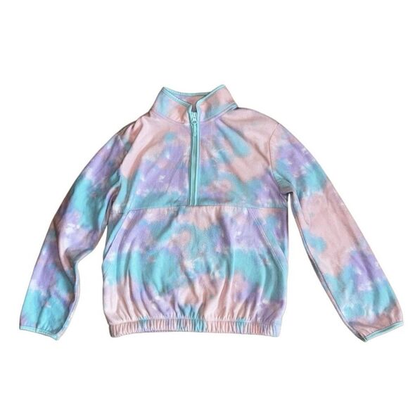 Athletic Works Girls Microfleece Half-Zip Pullover Tie Dye - Size LG (10-12) - Picture 1 of 8